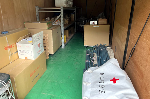 赤十字の防災倉庫